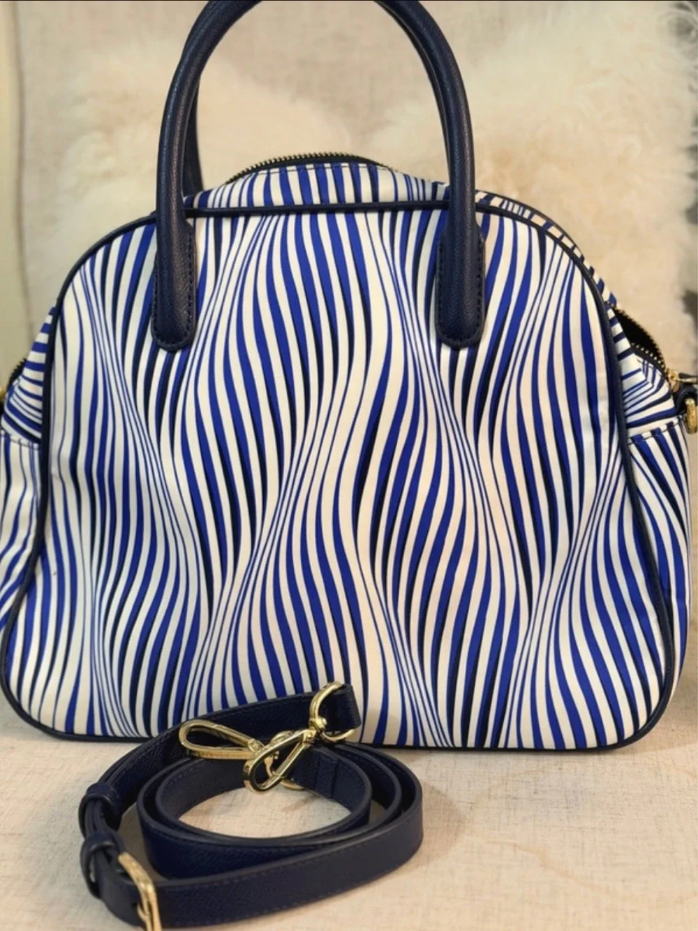 Vera Bradley Blue and White Wave Satchel